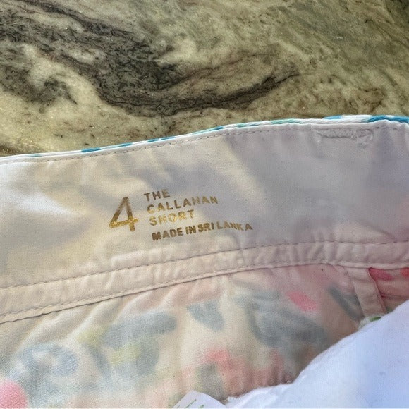 Lilly Pulitzer Callahan Tropical Print Beach Low Rise Straight Fit Shorts Size 4