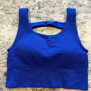 Yogalicious Waffle Seamless Melanie Sports Bra Royal Blue Size Large