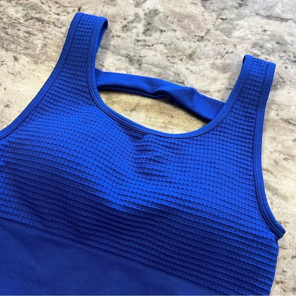 Yogalicious Waffle Seamless Melanie Sports Bra Royal Blue Size Large