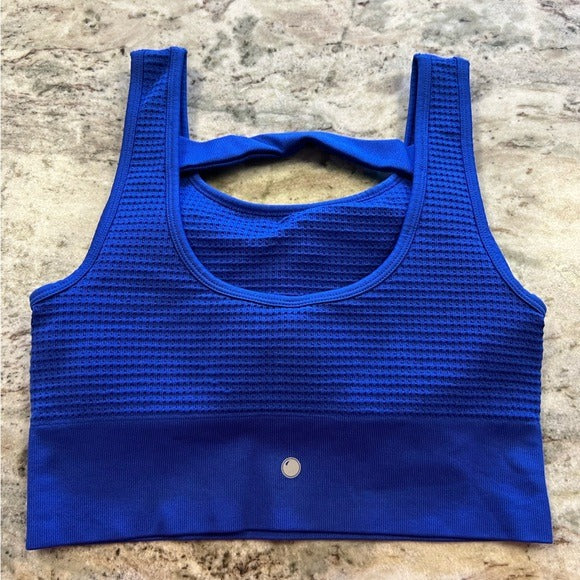 Yogalicious Waffle Seamless Melanie Sports Bra Royal Blue Size Large