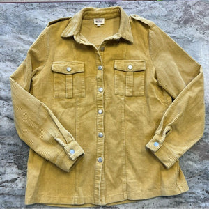 Bibi Corduroy Yellow Denim Full Button Jacket Size Large