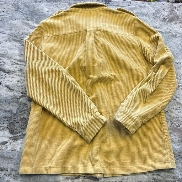 Bibi Corduroy Yellow Denim Full Button Jacket Size Large