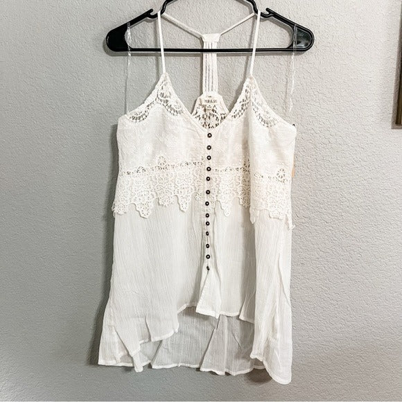 NWT Taylor & Sage Lace Linen Tank Medium