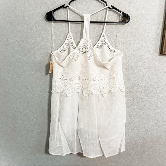 NWT Taylor & Sage Lace Linen Tank Medium