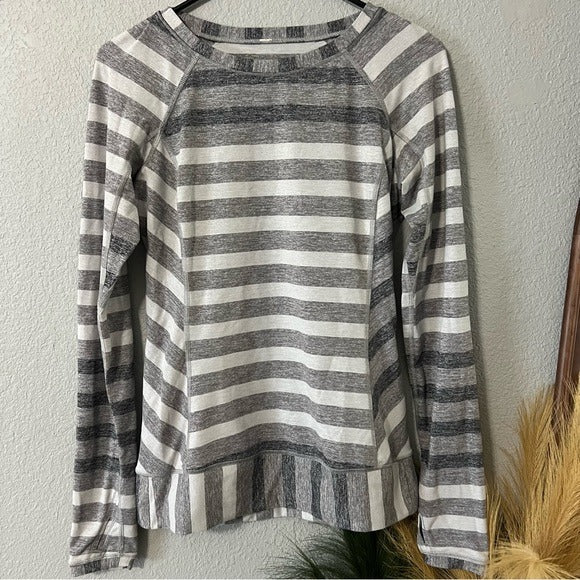 Lululemon Race Your Pace Striped Long Sleeve Top Thumb Holes