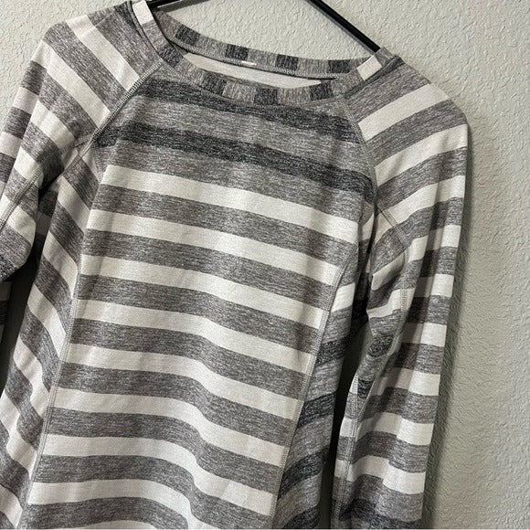 Lululemon Race Your Pace Striped Long Sleeve Top Thumb Holes