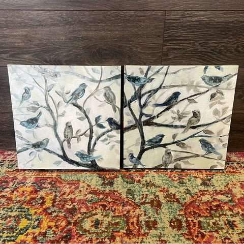 Set of 2 Bird Canvas Wall Decor 16x16