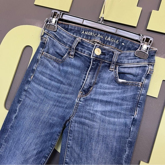 American Eagle Hi Rise Dark Wash Jegging Skinny Jeans Size 0 Short