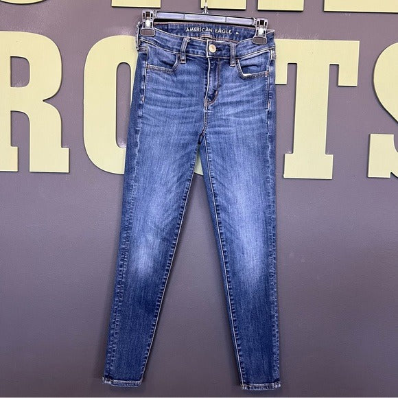 American Eagle Hi Rise Dark Wash Jegging Skinny Jeans Size 0 Short