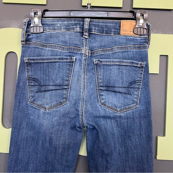 American Eagle Hi Rise Dark Wash Jegging Skinny Jeans Size 0 Short