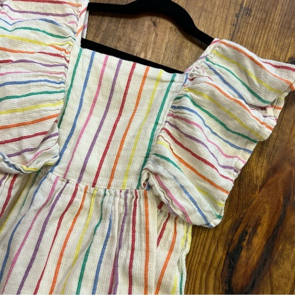 Cat + Jack Striped Cap Sleeve Ruffle Dress Size 7/8