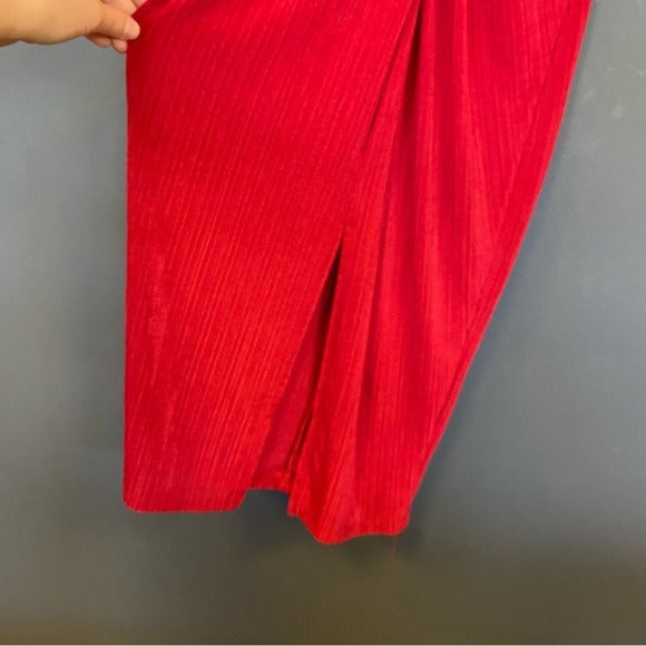 H&M Red Twist Front Semi-Fitted Short Sleeve Maxi Dress Small