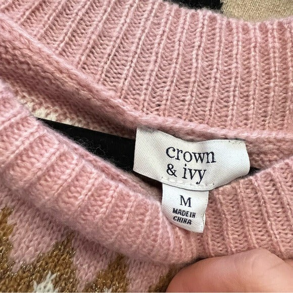 NWT Crown + Ivy Pink + Blue Shimmer Sweater Size M