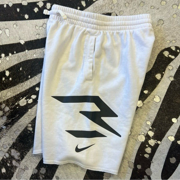 Nike Boys White + Black Cotton Sweat Shorts Size Youth Small