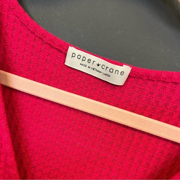 Paper Crane Boutique Hot Pink Waffle Ruched Front Tank Top Large