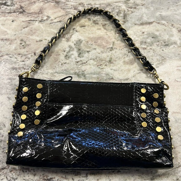 Sondra Robert’s Black Animal Clutch w Gold Studs