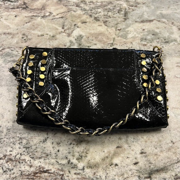 Sondra Robert’s Black Animal Clutch w Gold Studs