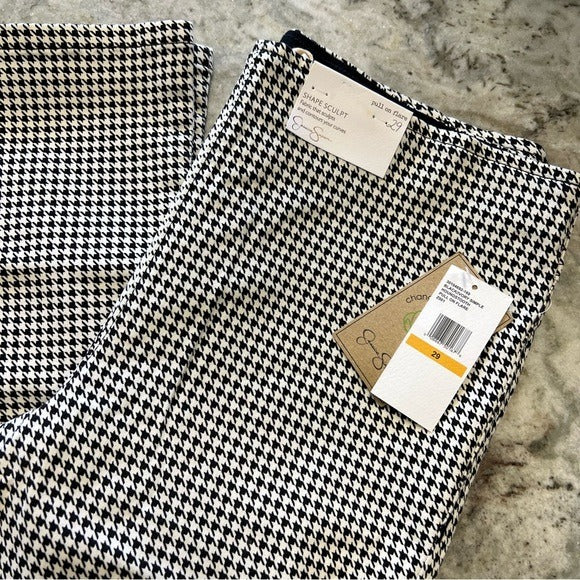 NWT Jessica Simpson Shape Sculpt Pull On Flare Houndstooth Jeans Size 29