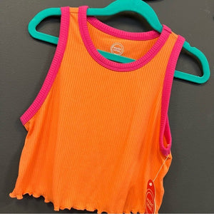 NWT Pink + Orange Tween Cropped Tank Top Size 10/12