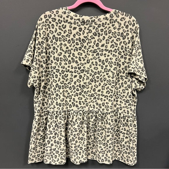 Haptics Boutique Leopard Peplum Top Size 1XL