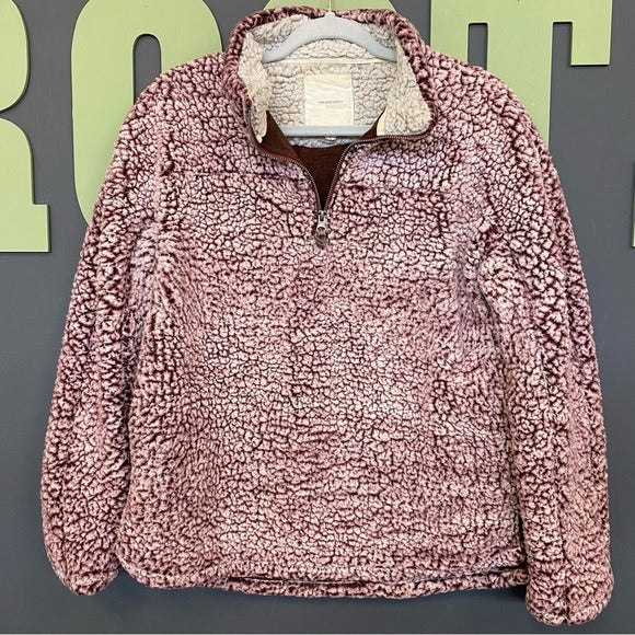 Thread & Supply Maroon Sherpa Quarter Zip Sweatshirt Large