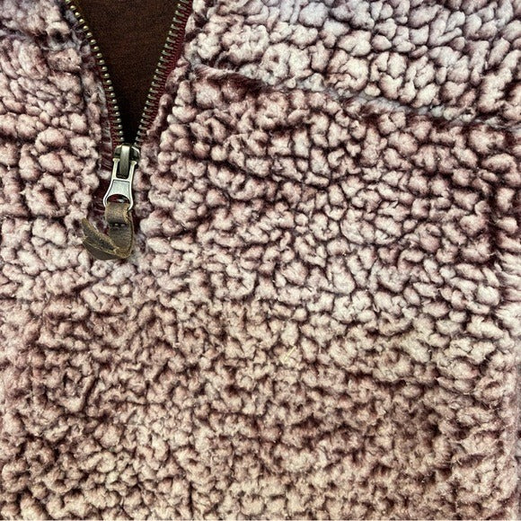 Thread & Supply Maroon Sherpa Quarter Zip Sweatshirt Large