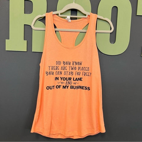 Stay in Your Lane Funny Orange Graphic Racerback Tank Top Size XL