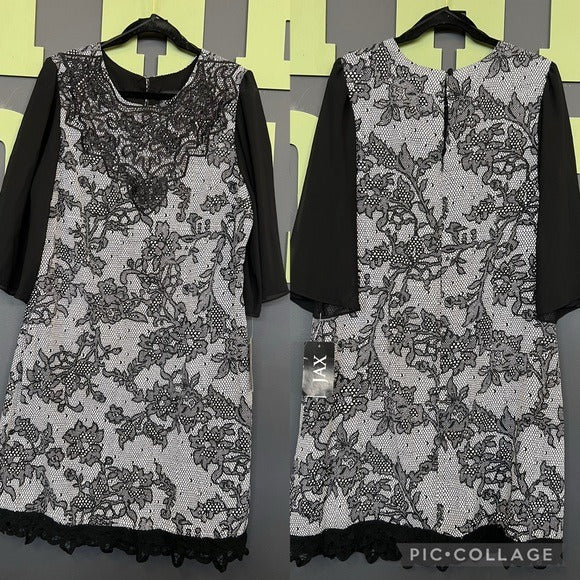 NWT Jax Black + White Lace Midi Dress Size 16