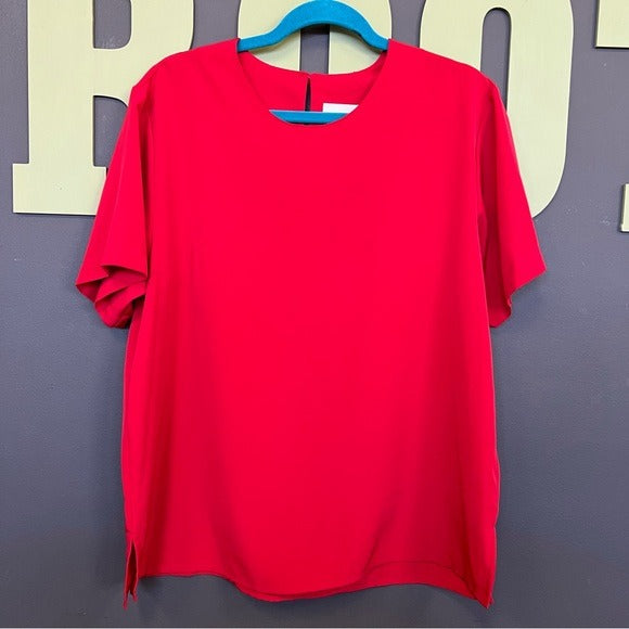 Claudia Richard Side Slit Red Blouse Size Large