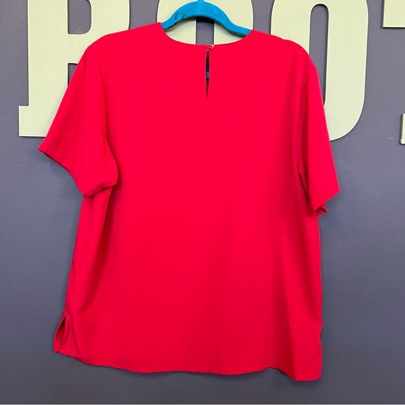 Claudia Richard Side Slit Red Blouse Size Large