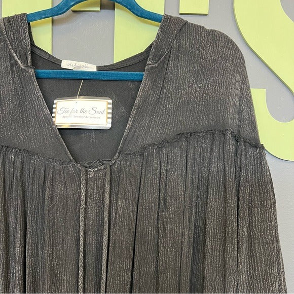 NWT Oli & Hali Black Bohemian Flowy Hooded Dress Coverup  S/M