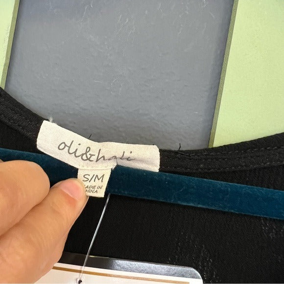 NWT Oli & Hali Black Bohemian Flowy Hooded Dress Coverup  S/M