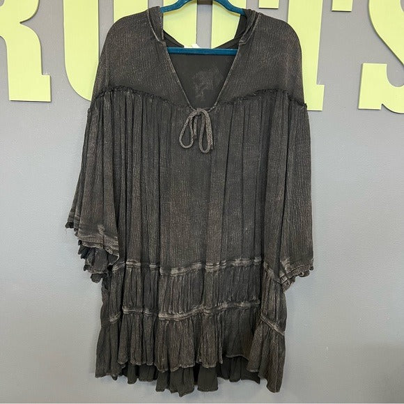 NWT Oli & Hali Black Bohemian Flowy Hooded Dress Coverup  S/M