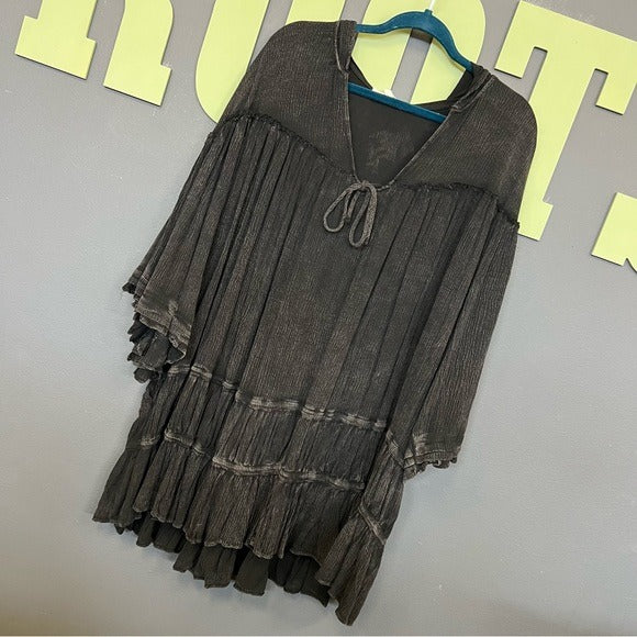 NWT Oli & Hali Black Bohemian Flowy Hooded Dress Coverup  S/M