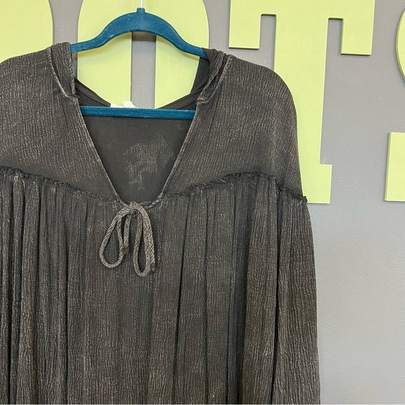 NWT Oli & Hali Black Bohemian Flowy Hooded Dress Coverup  S/M