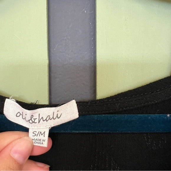 NWT Oli & Hali Black Bohemian Flowy Hooded Dress Coverup  S/M