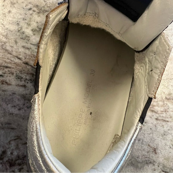 Phillipe Model Paris TRPX Leather Black Low Top Sneakers Leopard Print Size 39