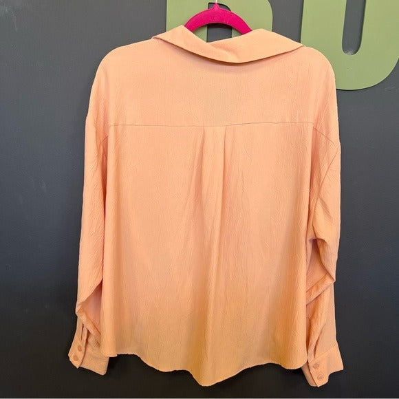 Entro Boutique Orange Creamsicle Button Down Collared Top Medium