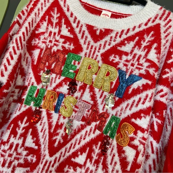 Holiday Time Merry Christmas Sweater Size XL Bright Fun