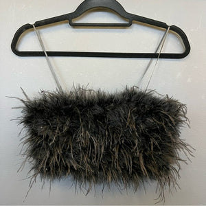 Black Ostrich Feather Tube Top Size Medium