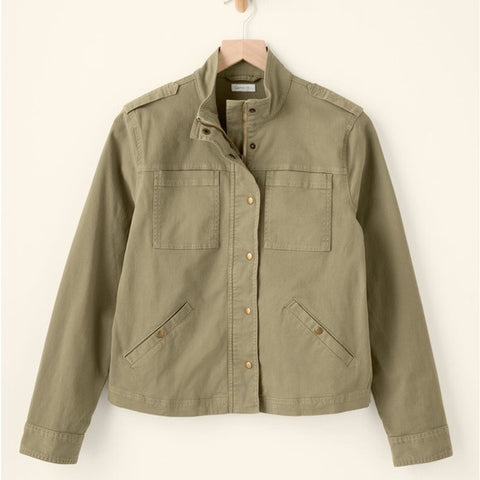 Garnet Hill Cotton Utility Jacket Olive Women’s Size 12