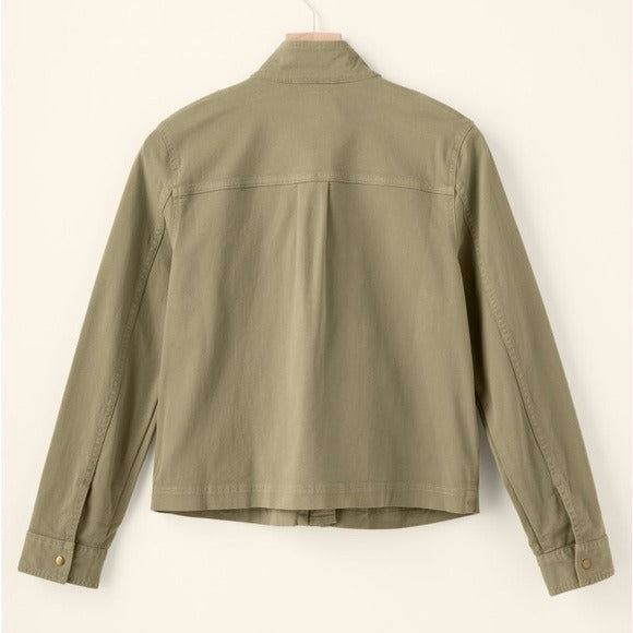 Garnet Hill Cotton Utility Jacket Olive Women’s Size 12