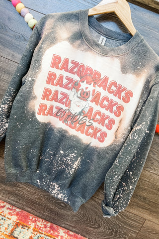 Charcoal Razorbacks Distressed Sweatshirt