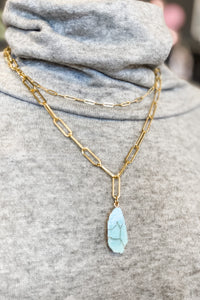Scooples Gold Layered Turquoise Necklace