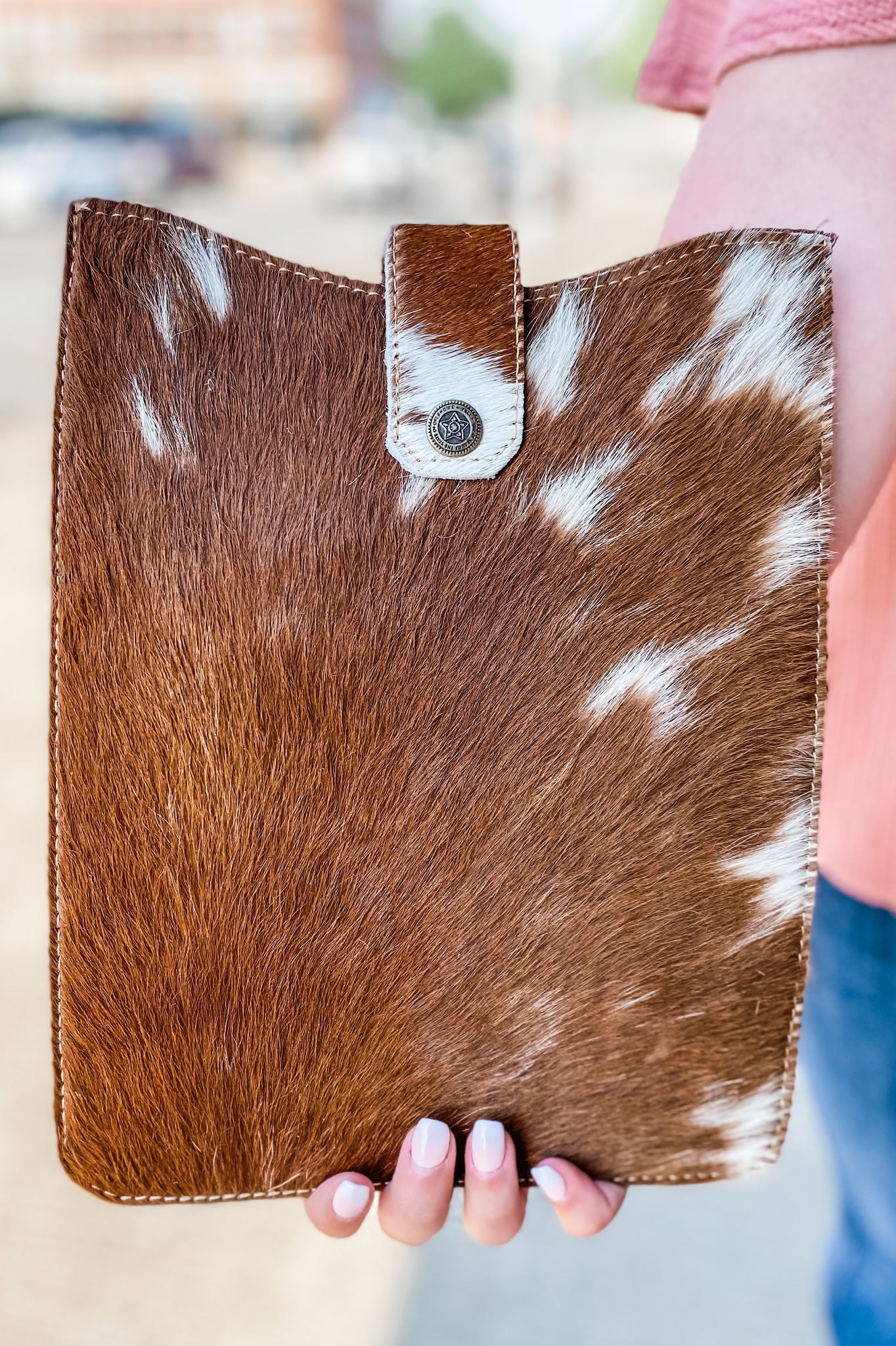 Brown + White Cowhide iPad Cover