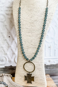 Scooples Smokey Ring Cross Necklace