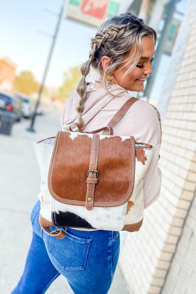 Cowhide Flapover Backpack