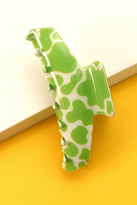 Green Cowprint Claw Clip