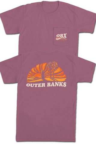 Old Row OBX Waves Sunset Pocket Tee