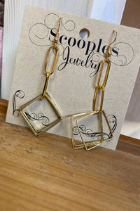 Scooples Paper Clip Gold Dangle Earrings